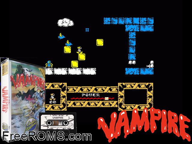 Vampire - Phantomas 2 (UK) (1986) [a1] Amstrad CPC game showing 3D box cover and gameplay screenshot